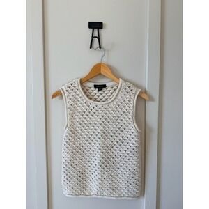 Sanctuary Womens Crochet Knit Tank Top Cream Off White Cotton CW1512MU4 XS